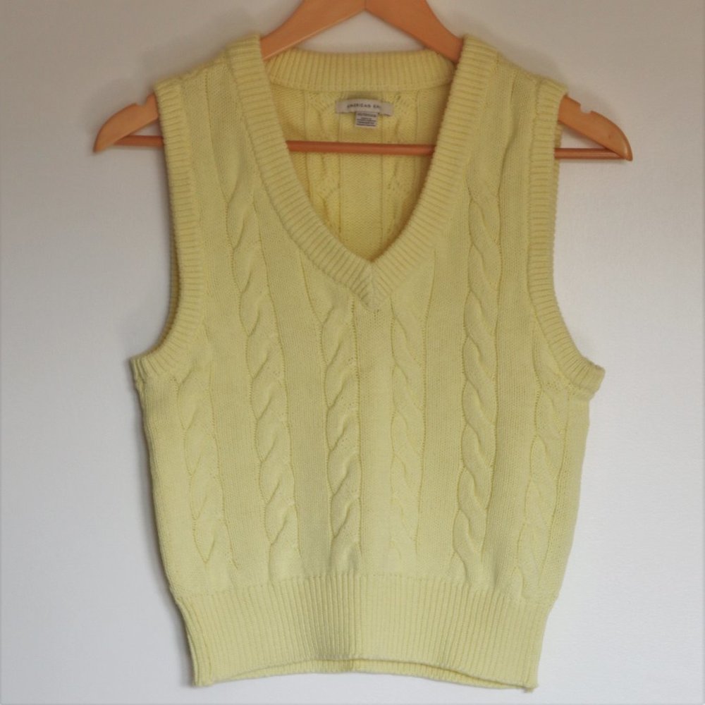 Yellow Cable Knit Sweater Vest NWOT